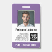 Badge Employé essentiel - Photo, Code-barres, Logo, Viol (Avant)