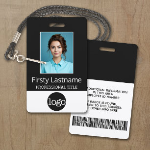 Badge Employé fait sur commande - photo, code barres,