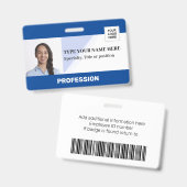 Badge Employé Horizontal | Code-Barres Logo Photo Nom (Avant & arrière)