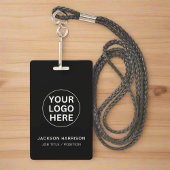 Badge Employé ID Professionnel Logo Professionnel Noir