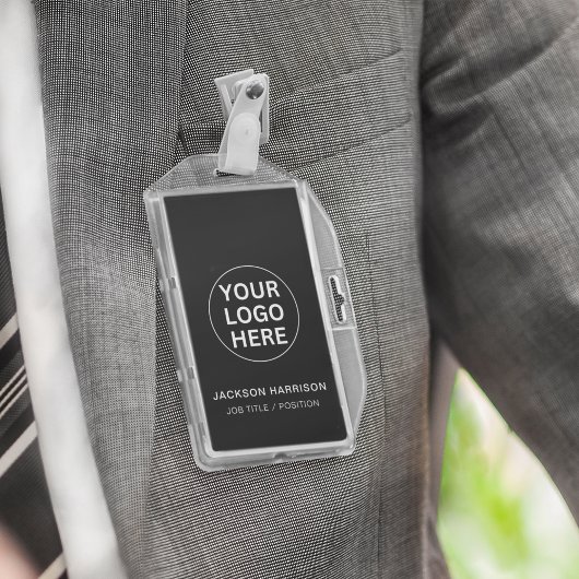 Badge Employé ID Professionnel Logo Professionnel Noir