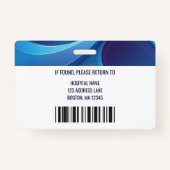 Badge Employé Médicale bleu personnalisé (Dos)