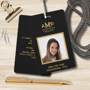 Badge Employé Monogramme 3 Lettres Or Noir