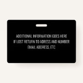 Badge Employé noir (Dos)