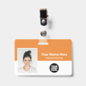 Badge Employé, nom, logo, photo ID (Face avec clip)