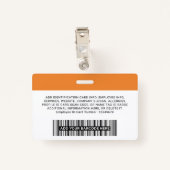 Badge Employé, nom, logo, photo ID (Dos avec clip)