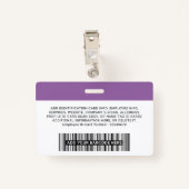 Badge Employé, nom, logo, photo ID (Dos avec clip)