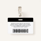 Badge Employé, nom, logo, photo ID (Dos avec clip)