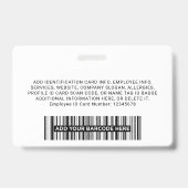 Badge Employé, nom, logo, photo ID (Arrière)