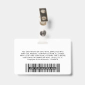 Badge Employé, nom, logo, photo ID (Arrière avec clip)