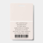 Badge employé personnalisé avec photo, code-barres (Arrière)