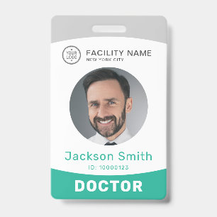 Badge employé personnalisé avec photo et nom moder