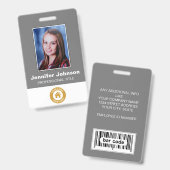 Badge Employé personnalisé - Code barre du logo de la ph (Avant & arrière)