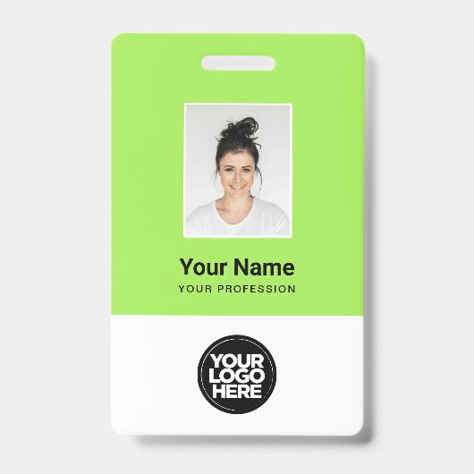 Badge Employé Personnalisé, Code Barre, Logo, Nom (Avant)