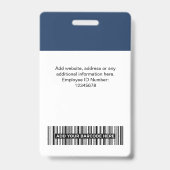 Badge Employé Personnalisé, Code-Barres, Logo, Nom (Arrière)