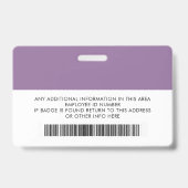 Badge Employé personnalisé - Logo, Photo, Code-barres, B (Arrière)