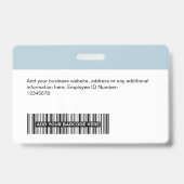 Badge Employé personnalisé - Nom du logo professionnel (Arrière)