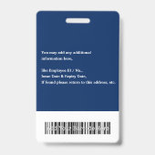 Badge Employé Personnalisé Nom photo Logo Code-barres (Arrière)