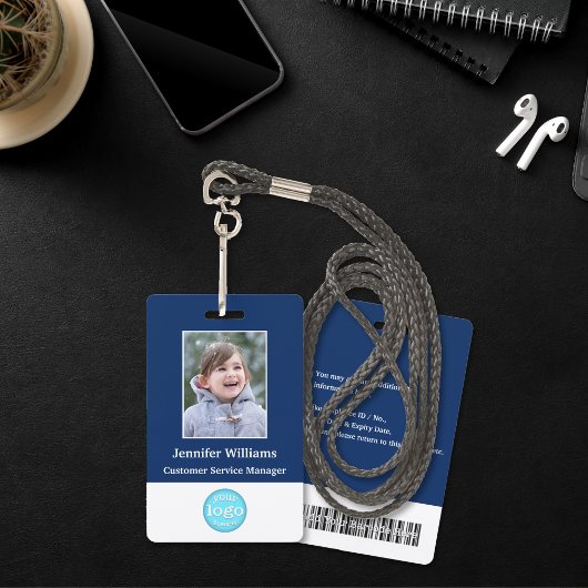 Badge Employé Personnalisé Nom photo Logo Code-barres