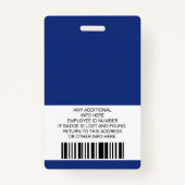 Badge Employé Personnalisé, Photo, Code À Barre, Logo, I (Dos)