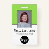 Badge Employé Personnalisé - Photo, Code Barre, Logo, No (Devant)