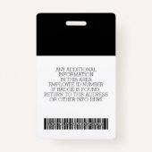 Badge Employé Personnalisé - Photo, Code Barre, Logo, No (Dos)