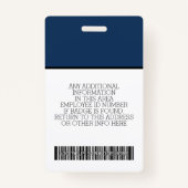 Badge Employé Personnalisé - Photo, Code Barre, Logo, No (Dos)