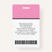Badge Employé Personnalisé - Photo, Code Barre, Logo, No (Dos)