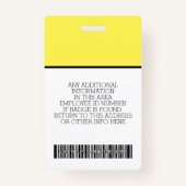 Badge Employé Personnalisé - Photo, Code Barre, Logo, No (Dos)