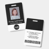 Badge Employé Personnalisé - Photo, Code Barre, Logo, No (Avant & arrière)