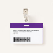 Badge Employé Personnalisé - Photo, Code Barre, Logo, No (Dos avec clip)