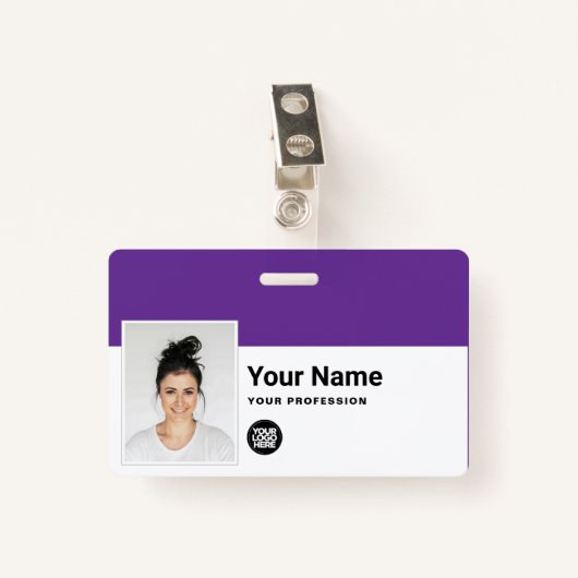 Badge Employé Personnalisé - Photo, Code Barre, Logo, No (Devant avec clip)
