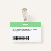 Badge Employé Personnalisé - Photo, Code Barre, Logo, No (Dos avec clip)