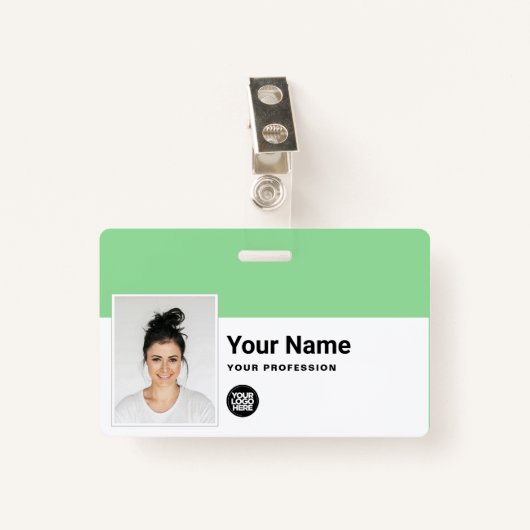 Badge Employé Personnalisé - Photo, Code Barre, Logo, No (Devant avec clip)