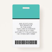 Badge Employé Personnalisé - Photo, Code Barre, Logo, No (Dos)