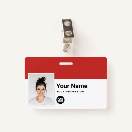 Badge Employé Personnalisé - Photo, Code Barre, Logo, No (Devant avec clip)
