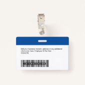 Badge Employé Personnalisé - Photo, Code Barre, Logo, No (Dos avec clip)