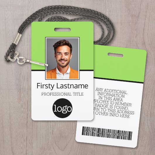 Badge Employé Personnalisé - Photo, Code Barre, Logo, No