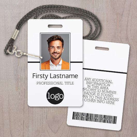 Badge Employé Personnalisé - Photo, Code Barre, Logo, No