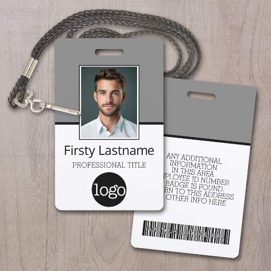 Badge Employé Personnalisé - Photo, Code Barre, Logo, No