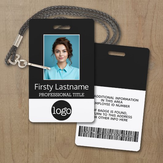 Badge Employé Personnalisé - Photo, Code Barre, Logo, No