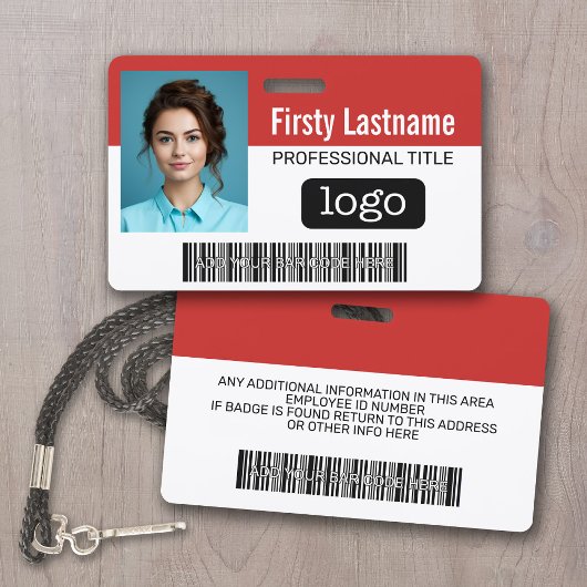 Badge Employé Personnalisé - Photo, Code Barre, Logo, No