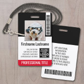 Badge Employé Personnalisé - Photo, Code Barre, Logo, No