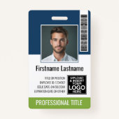 Badge Employé Personnalisé - Photo, Code Barre, Logo, No (Devant)