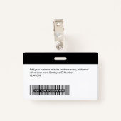 Badge Employé Personnalisé - Photo, Code Barre, Logo, No (Dos avec clip)