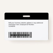 Badge Employé Personnalisé - Photo, Code Barre, Logo, No (Dos)