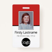 Badge Employé Personnalisé - Photo, Code Barre, Logo, No (Devant)
