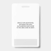 Badge Employé Personnalisé - Photo, Code Barre, Logo, No (Back)