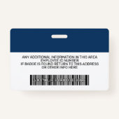 Badge Employé Personnalisé - Photo, Code Barre, Logo, No (Dos)
