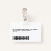 Badge Employé Personnalisé - Photo, Code Barre, Logo, No (Dos avec clip)